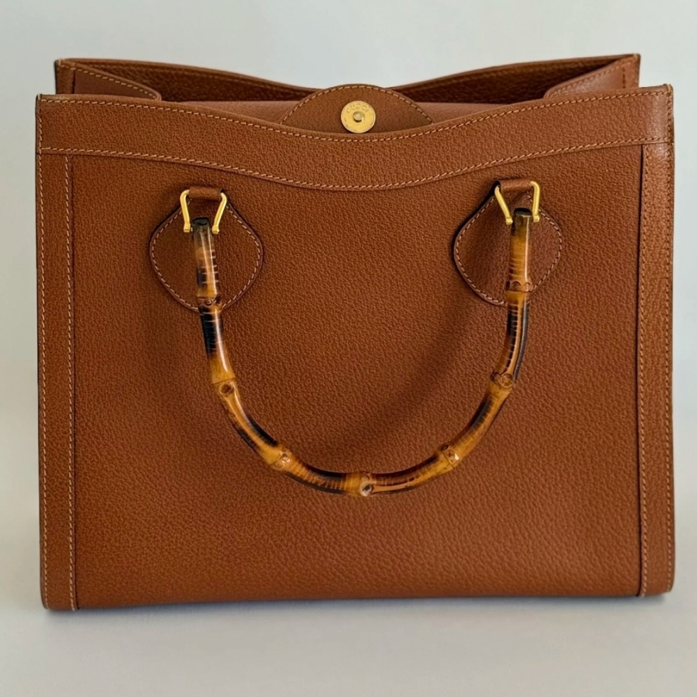 Gucci Princess Lady Diana Bamboo Leather Tan Brown Bag With Certificate - Picture 1 of 16